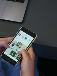 Social media pinterest on phone
