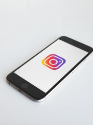 instagram logo on phone white background